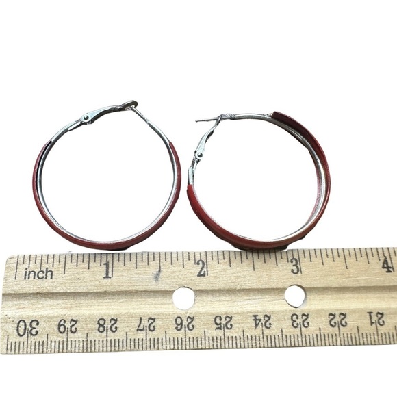 Red Hoop Earrings (Like New - Great Condition) ♥️ - Picture 3 of 3